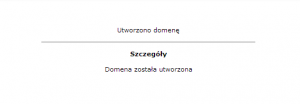 Utworzono domenę