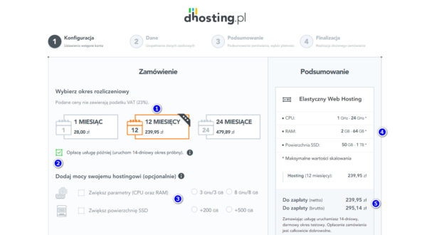Dostosowanie parametrów hostingu.